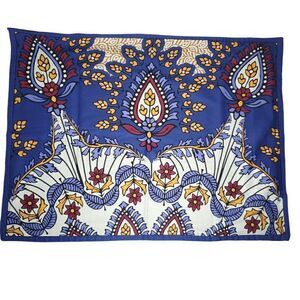 NEW Anthology Standard Pillowcase Sham Blue Floral Block Yellow Burgundy
